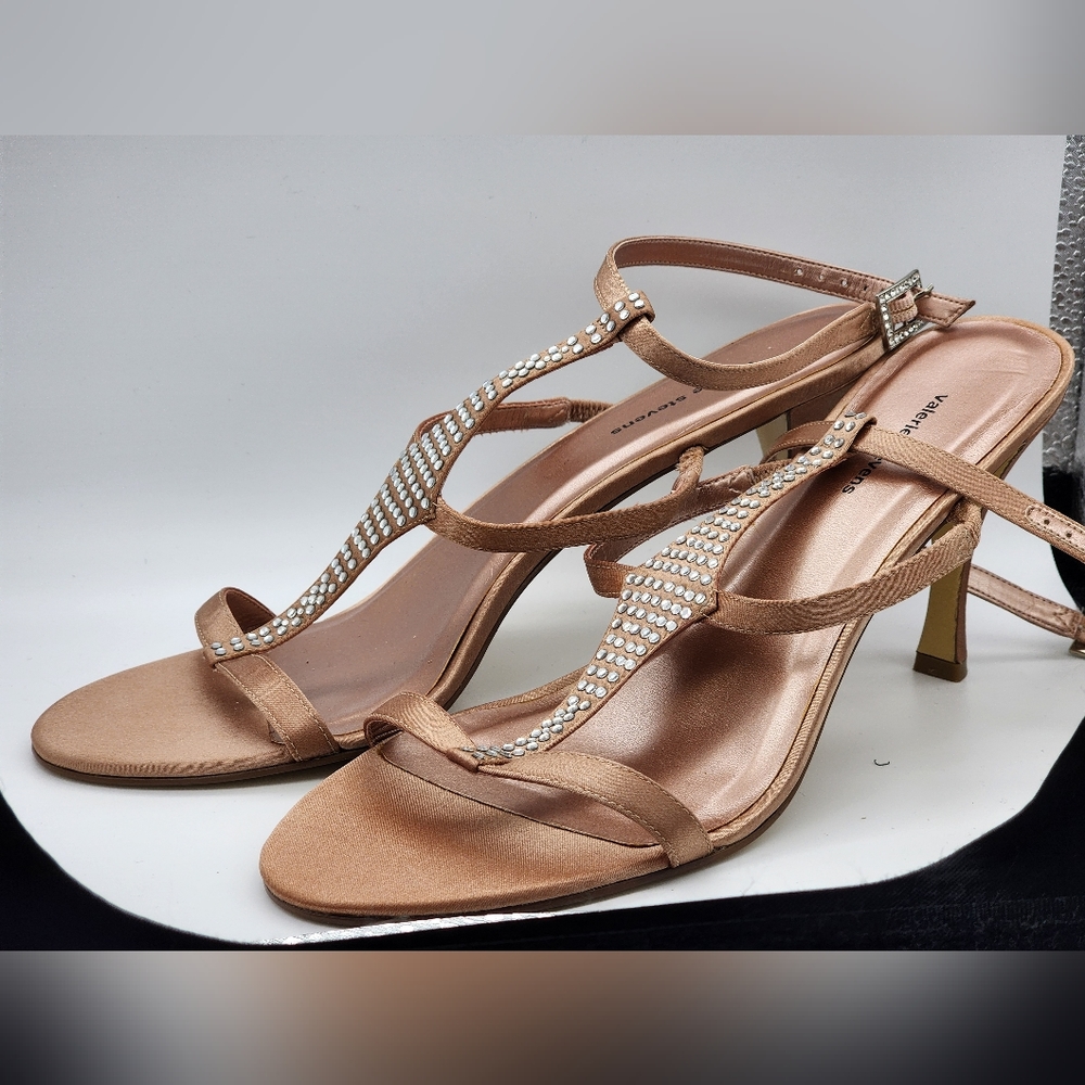 Valerie Stevens rose gold and sparkle scrappy heels 7.5 like new